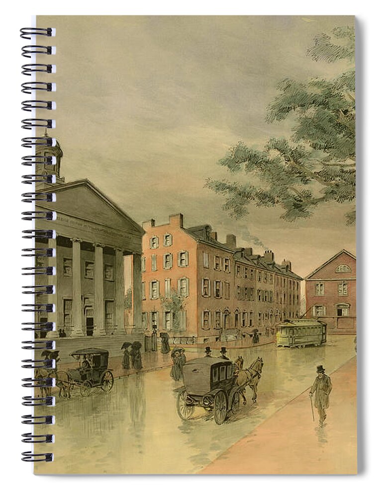 Taylor Spiral Notebook featuring the painting A Southwestern View of Washington Square by Frank Hamilton Taylor