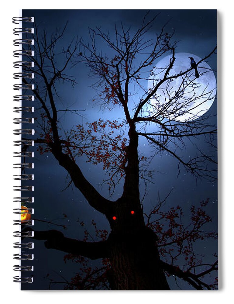 Halloween Spiral Notebook featuring the digital art A Spooky Halloween by Mark Andrew Thomas