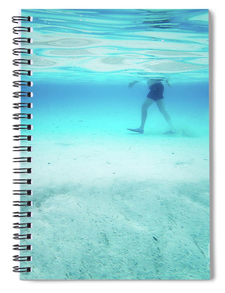 Aitutaki Spiral Notebook featuring the photograph A Stroll Through Blue Heaven by Becqi Sherman