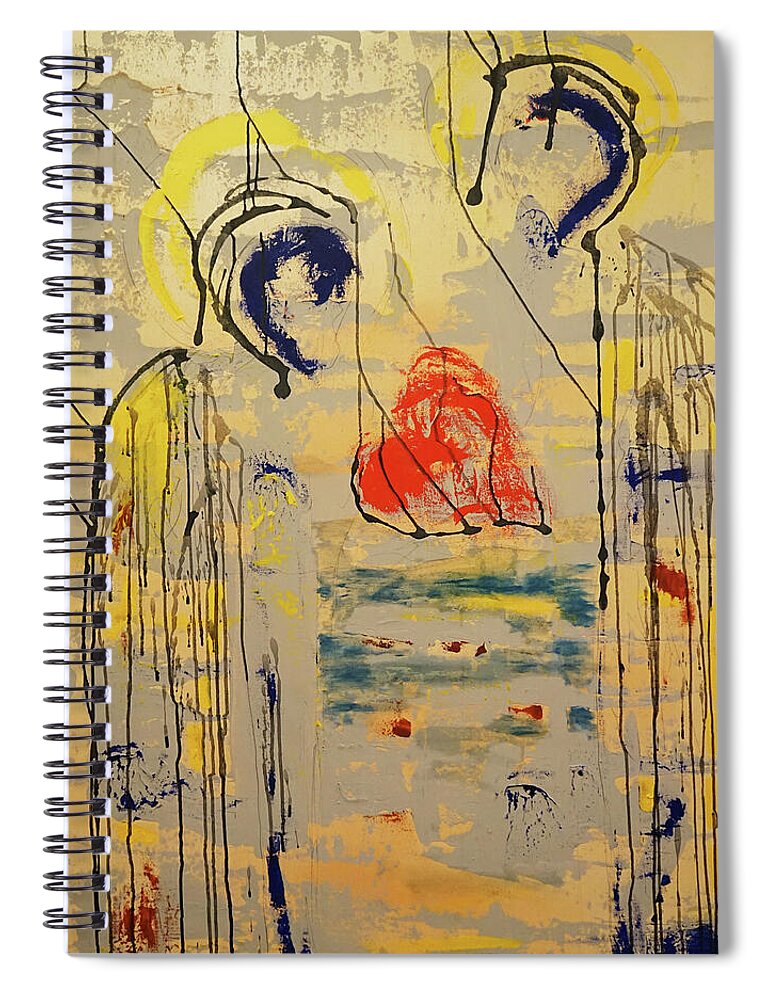 Heart Spiral Notebook featuring the mixed media A thousand miles of sand and sea by Giorgio Tuscani