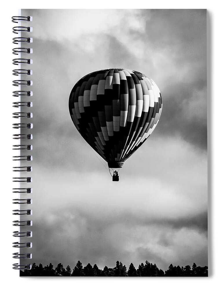 Hot Air Balloon Spiral Notebook featuring the photograph A Trip in Black and White by See It In Texas