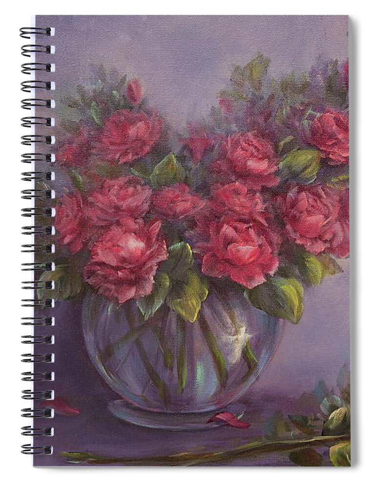Pink Roses Spiral Notebook featuring the painting Pretty in Pink by Lynne Pittard