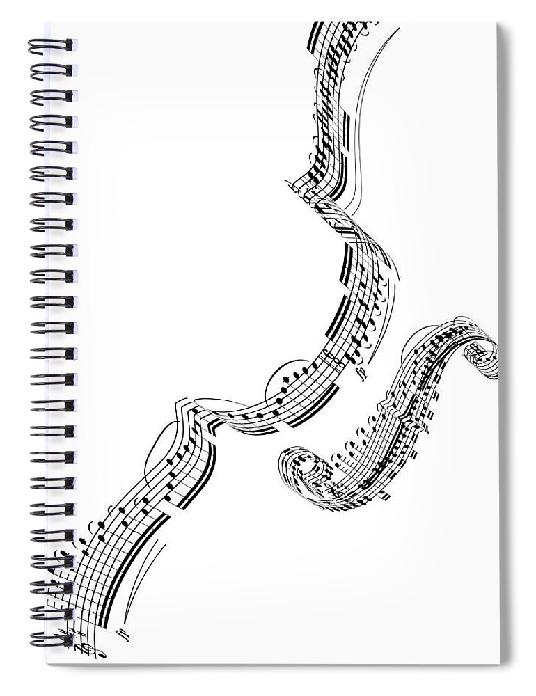 Sheet Music Spiral Notebook featuring the digital art A Violin Made From Music Notes by Ian Mckinnell