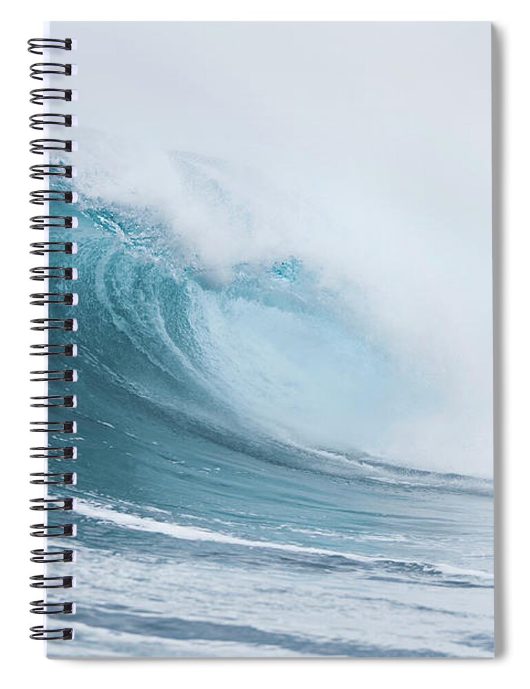Recreational Pursuit Spiral Notebook featuring the photograph A Young Man Surfing At Shipsterns by Sean Davey