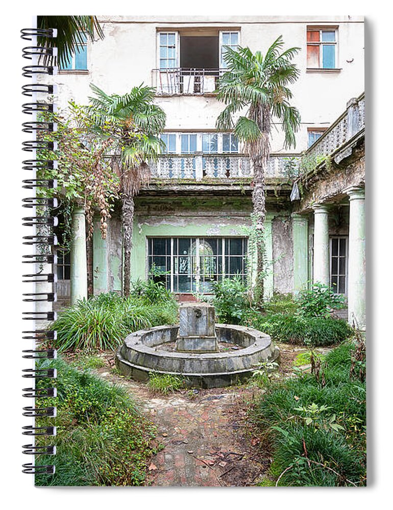 Abandoned Spiral Notebook featuring the photograph Abandoned Garden with Palm Trees by Roman Robroek