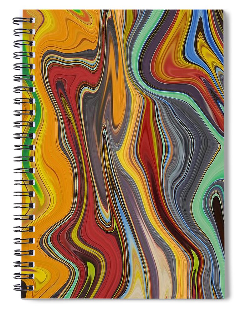 Abstract Spiral Notebook featuring the painting Abstract Art - Colorful Fluid Painting Pattern by Patricia Piotrak