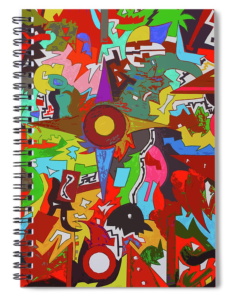 Cubism Spiral Notebook featuring the painting Abstract Aztec Calendar by Robert Margetts