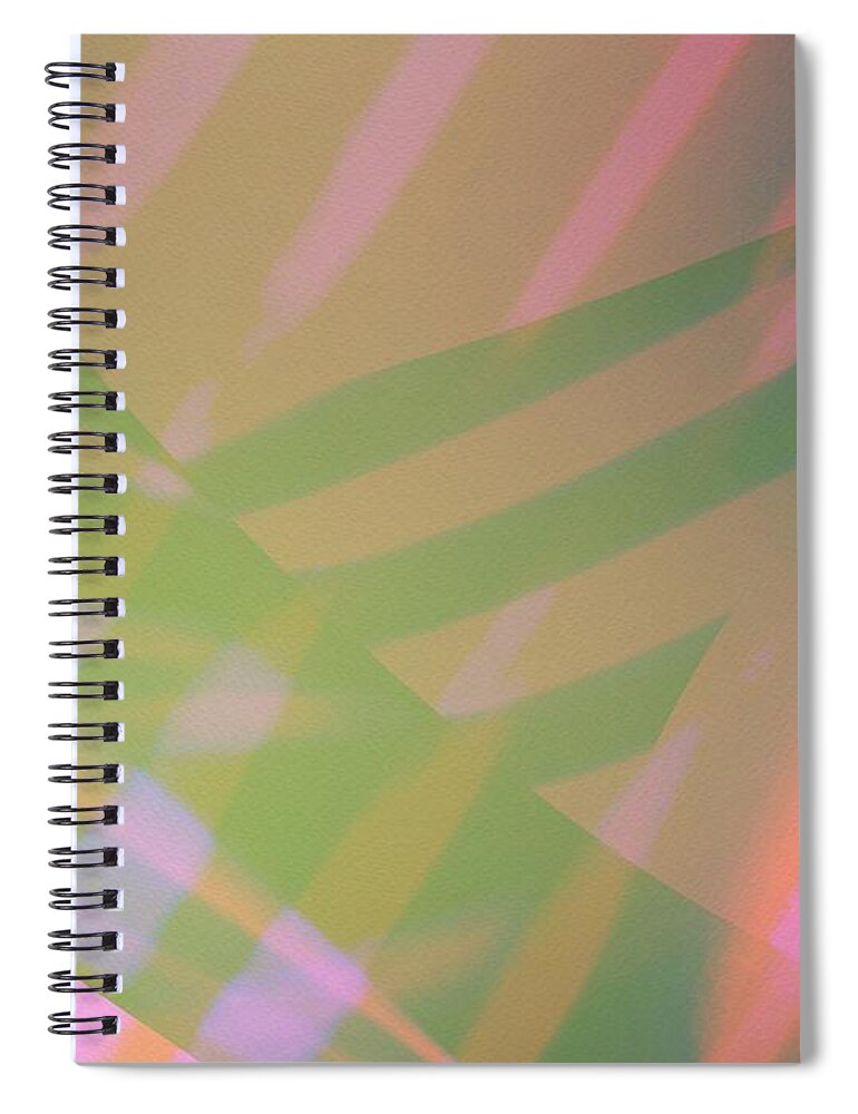 Abstract Spiral Notebook featuring the photograph Abstract Art Tropical blinds neon pink orange and green textured background by Itsonlythemoon -