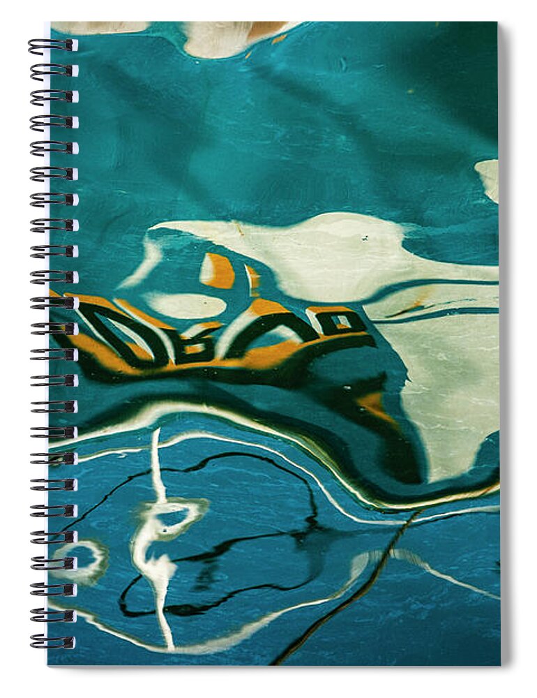 Abstract Spiral Notebook featuring the photograph Abstract Boat Reflection V Color by David Gordon