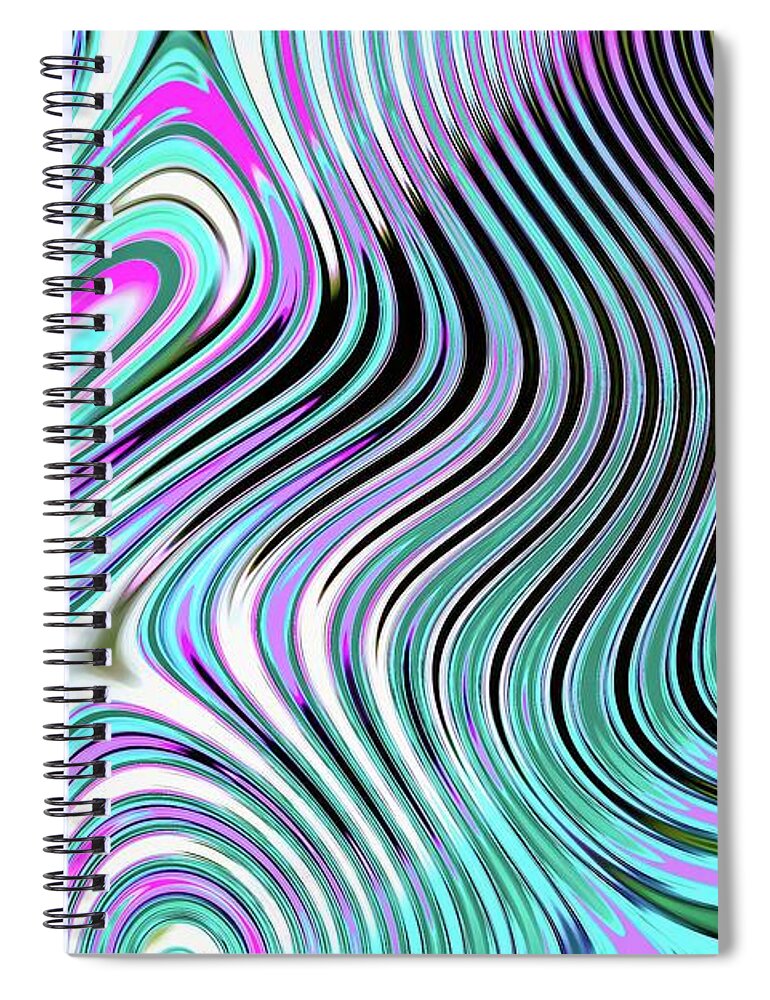 Chaos Spiral Notebook featuring the digital art Abstract Chaos Light Blue by Don Northup