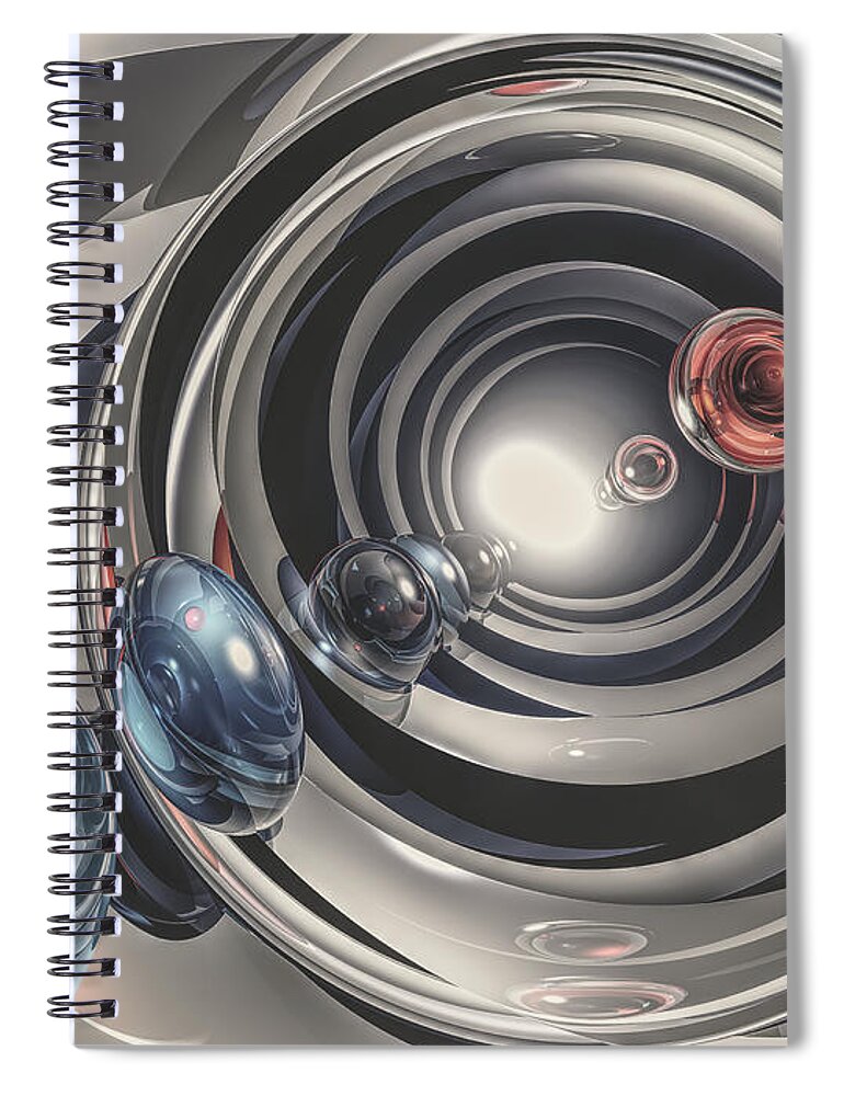 Three Dimensional Spiral Notebook featuring the digital art Abstract Lens Reflections by Phil Perkins