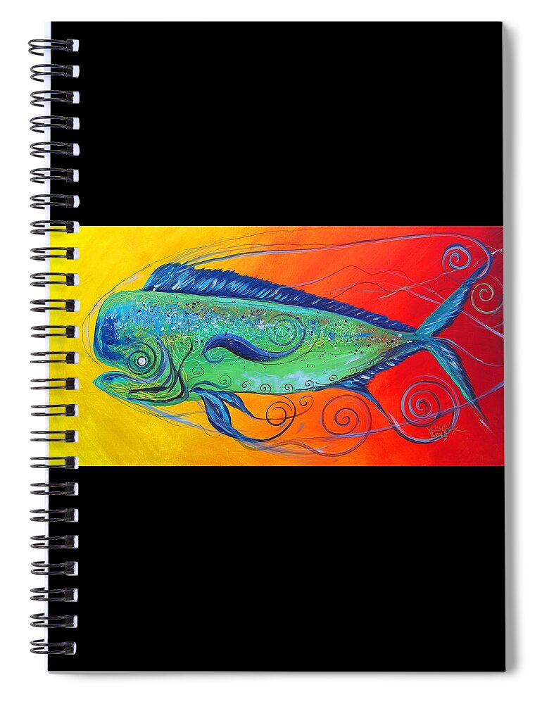 Fish Spiral Notebook featuring the painting Abstract Mahi Mahi, 8 by J Vincent Scarpace