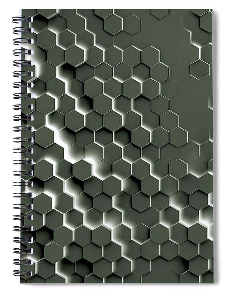 3 D Spiral Notebook featuring the photograph Abstract Uneven Hexagonal Pattern by Ikon Images