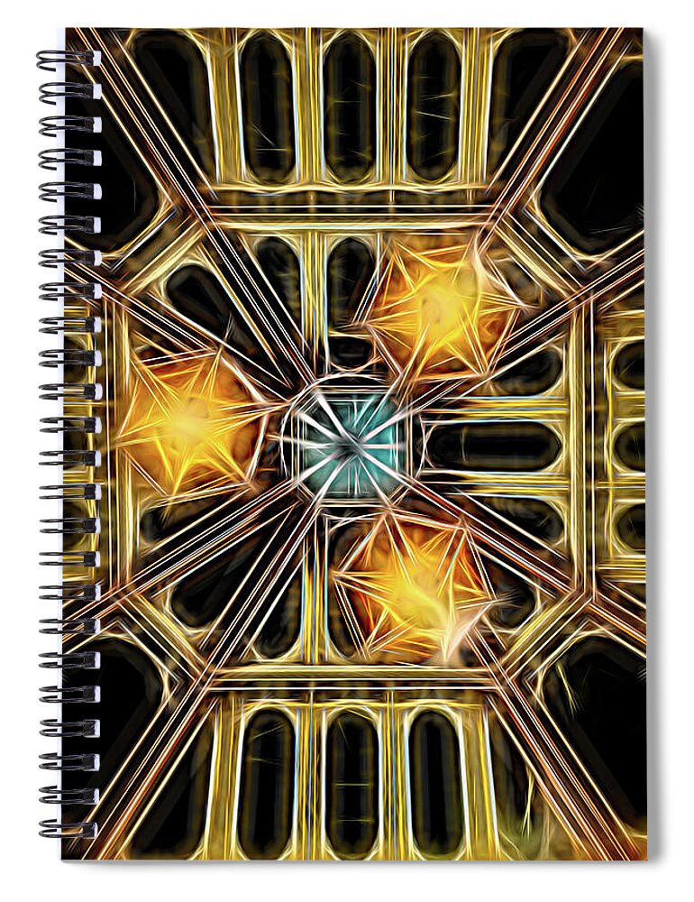 Color Spiral Notebook featuring the digital art Abstract Yellow and Black Design by Rick Deacon