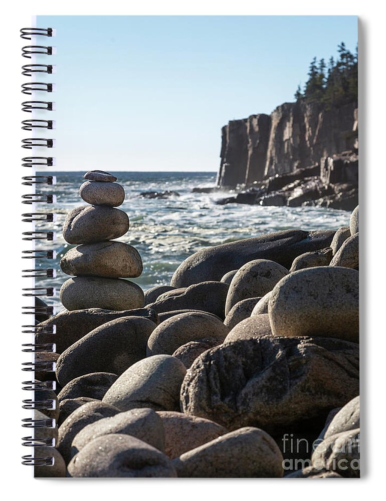 Acadia Spiral Notebook featuring the photograph Acadia Rocks by Karin Pinkham