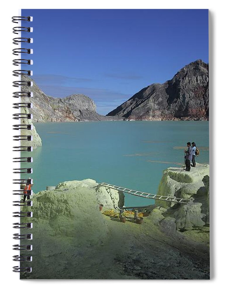 Miner Spiral Notebook featuring the photograph Acidic Lake In Kawah Ijen Volcano Crater by Timothy Allen