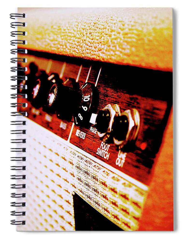 Orange Color Spiral Notebook featuring the photograph Acoustic Guitar Amp by Devils08