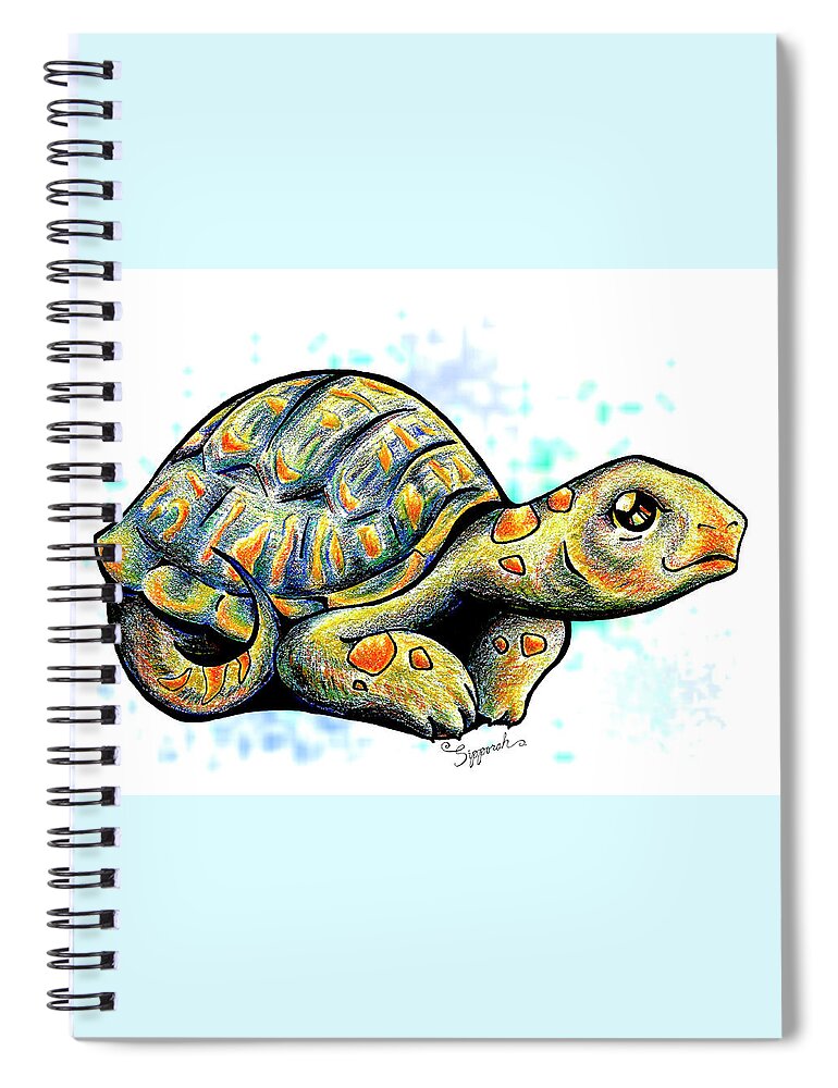 Nature Spiral Notebook featuring the drawing Adorable Tortoise II by Sipporah Art and Illustration