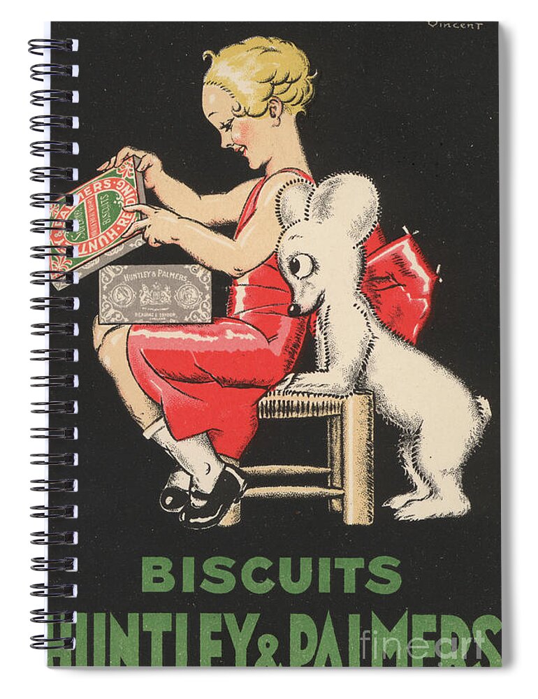 Girl Spiral Notebook featuring the painting Advertisement For Huntley And Palmers Bicsuits by Rene Vincent
