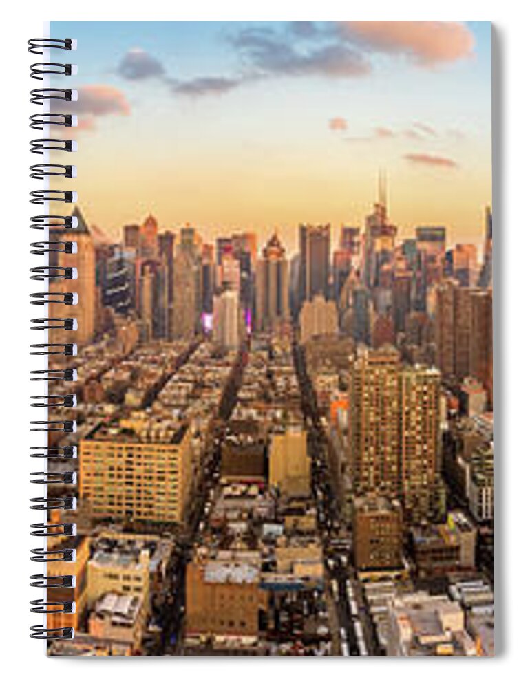 Aerial Spiral Notebook featuring the photograph Aerial panorama of New York skyline by Mihai Andritoiu