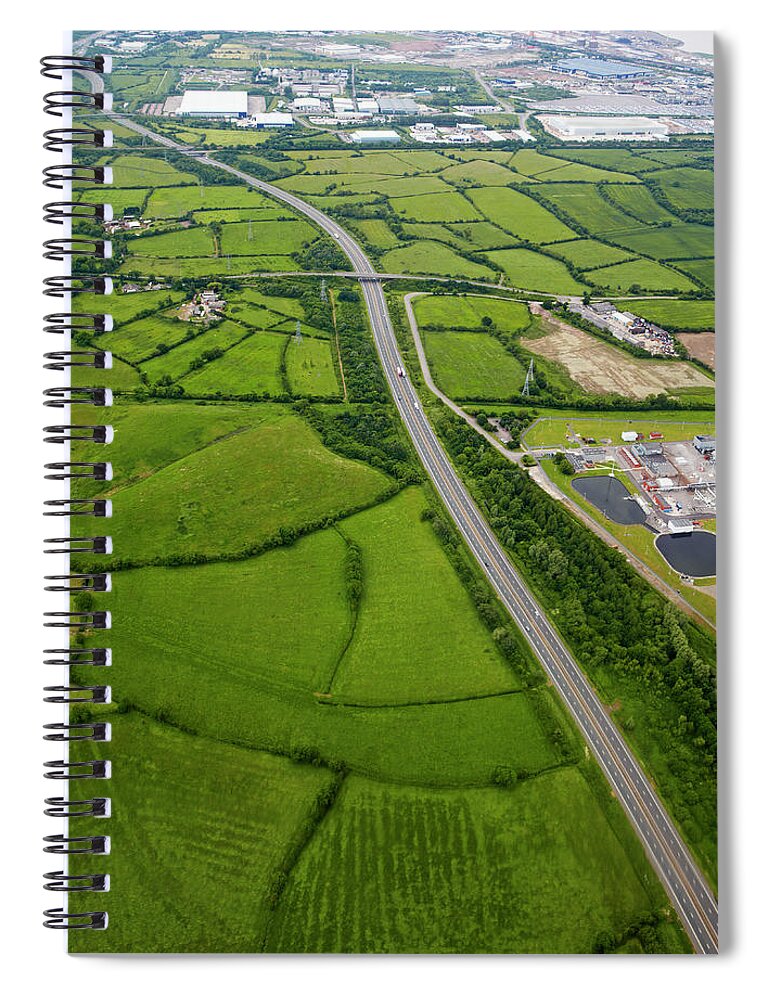 Scenics Spiral Notebook featuring the photograph Aerial View Of Motorway by Allan Baxter