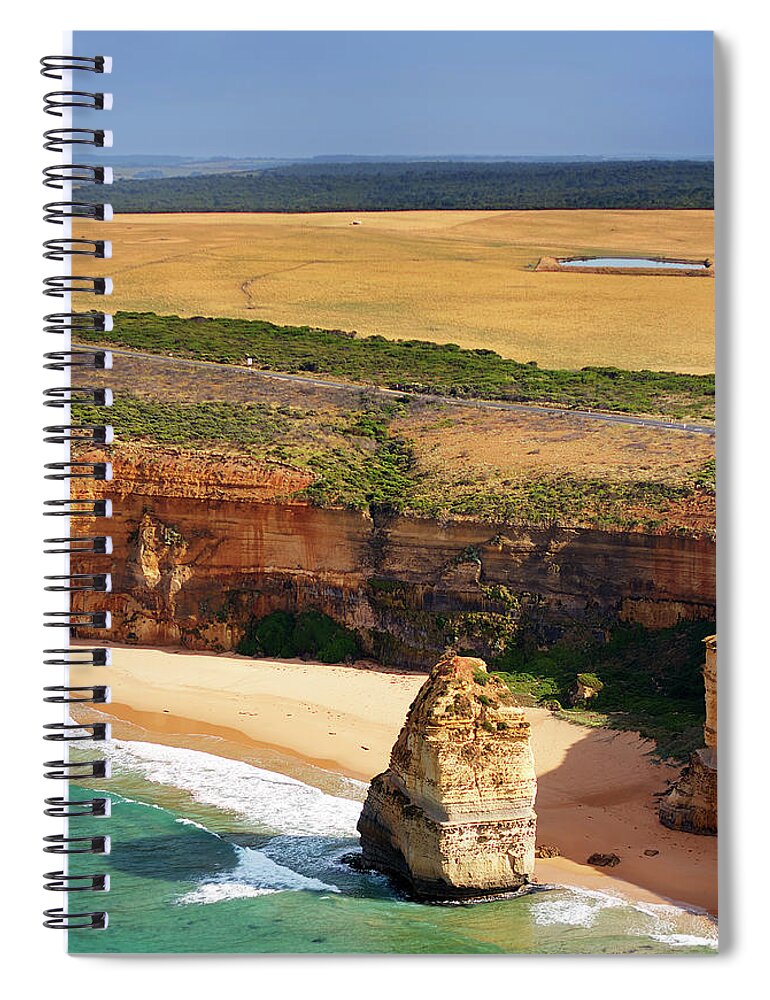 Tranquility Spiral Notebook featuring the photograph Aerial View Of Rugged Coastline by Christopher Chan