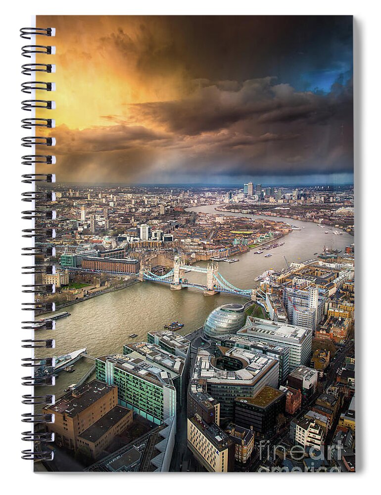 England Spiral Notebook featuring the photograph Aerial View Of Thames River And London by Les Kancir