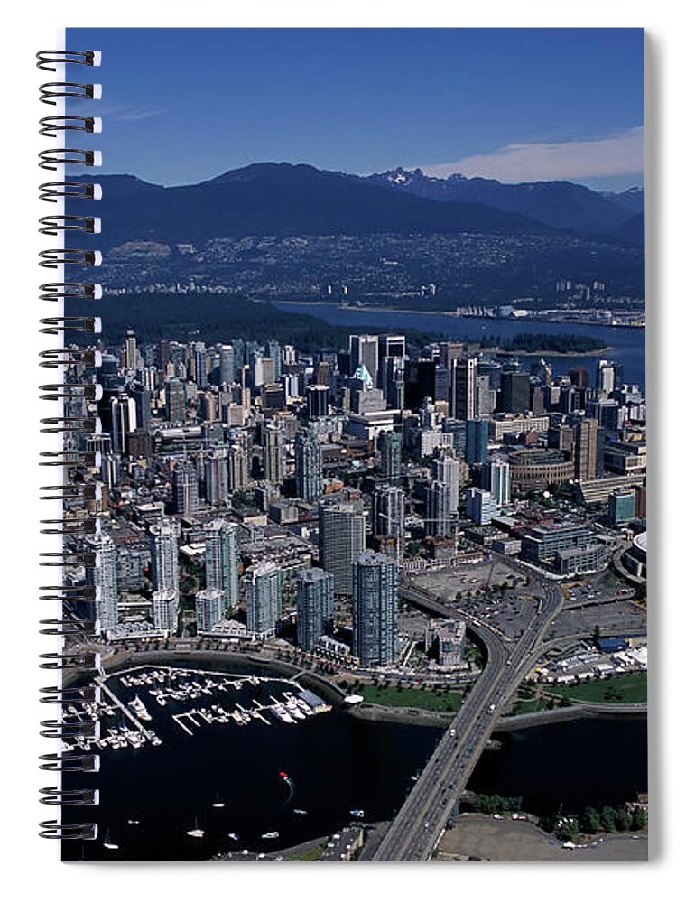 Scenics Spiral Notebook featuring the photograph Aerial View Vancouver City Skyline by Laughingmango