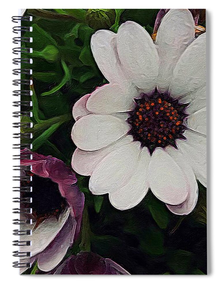 Brushstroke Spiral Notebook featuring the photograph African Daisy Blossoms by Jori Reijonen