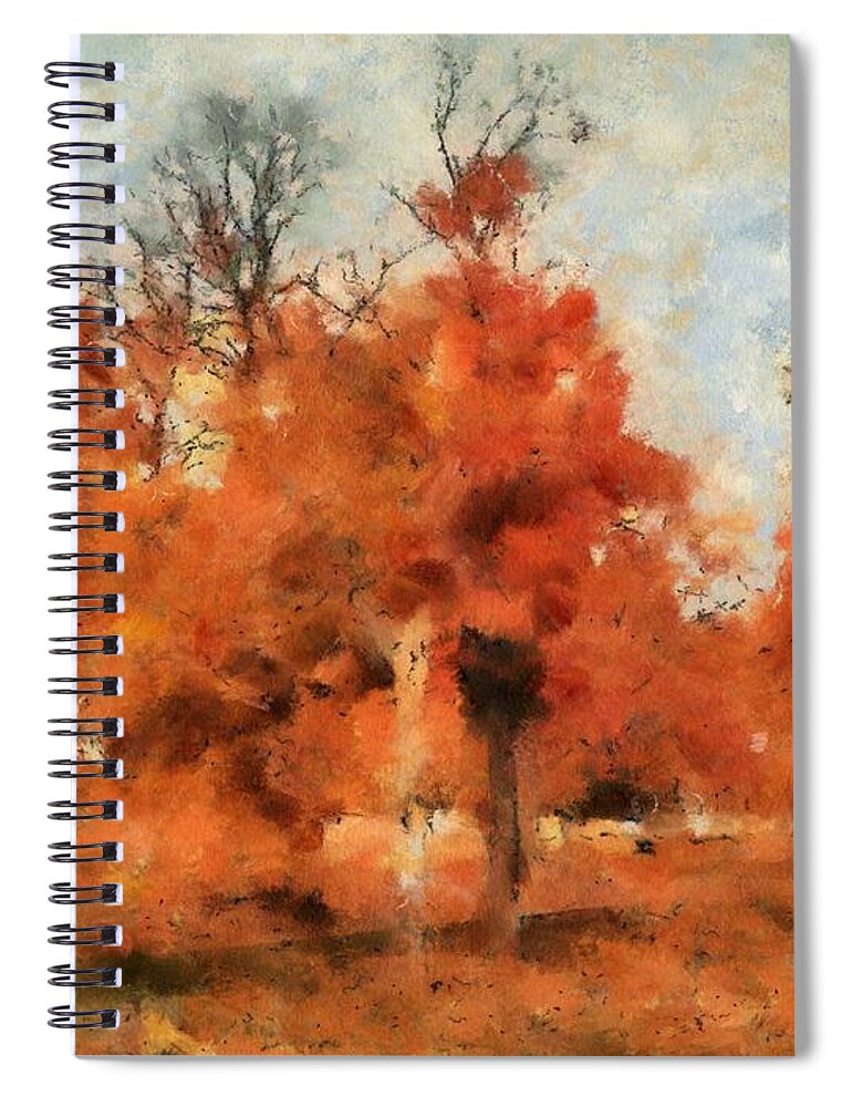 Fall Spiral Notebook featuring the mixed media Afternoon in the Cemetery I by Christopher Reed