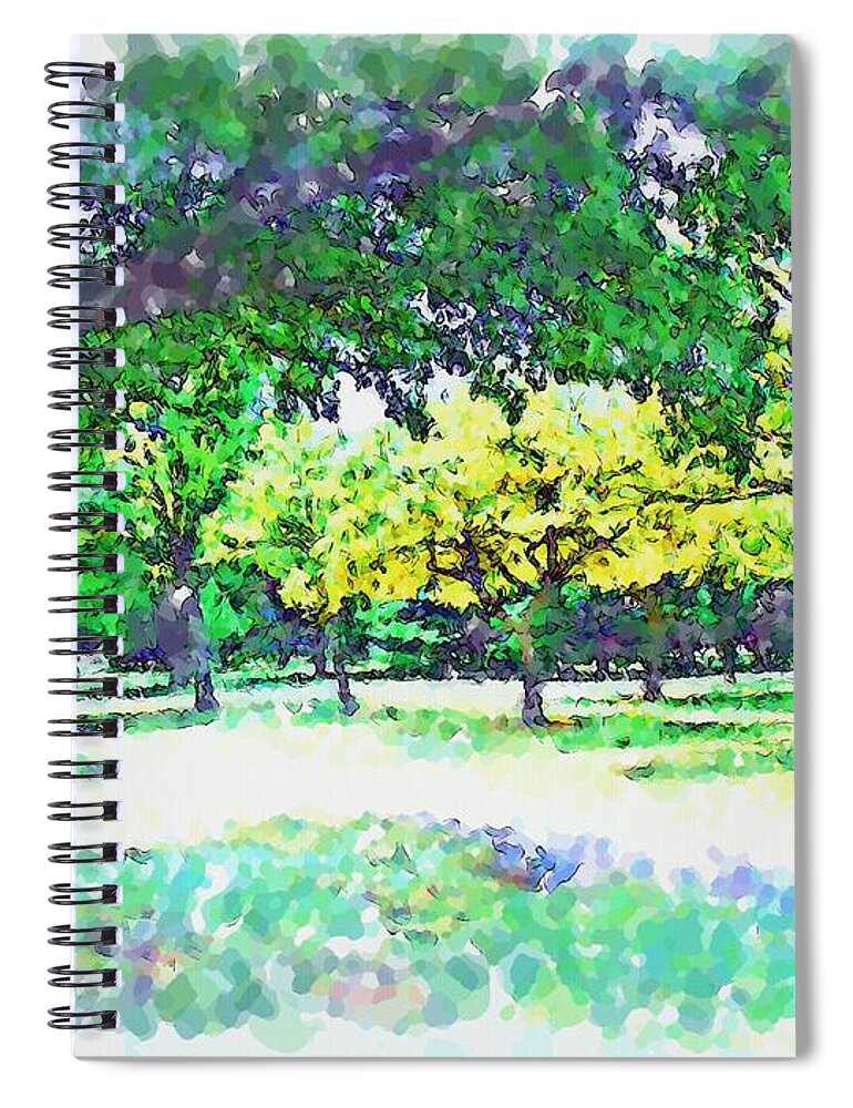Park Spiral Notebook featuring the mixed media Afternoon in the Park by Christopher Reed