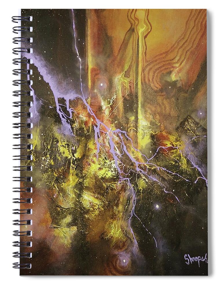 Abstract Spiral Notebook featuring the painting Against the Grain by Tom Shropshire