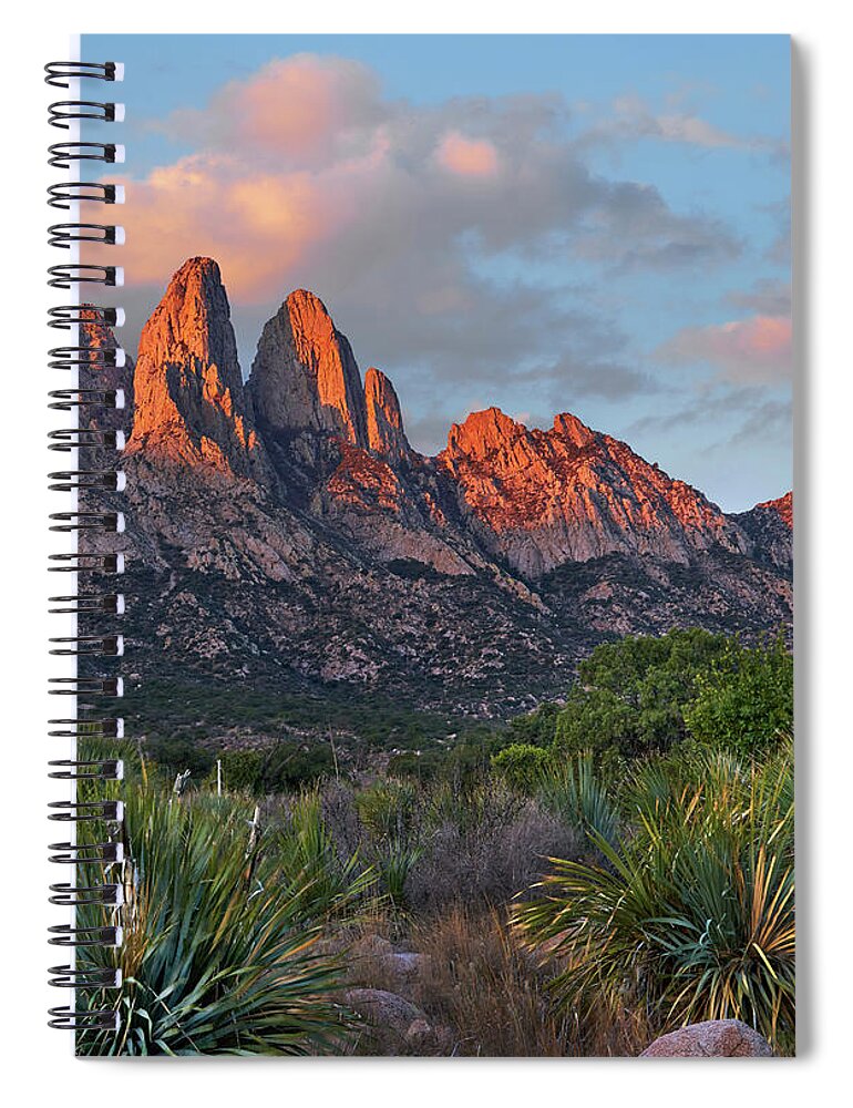 00557650 Spiral Notebook featuring the photograph Organ Moutains, Aguirre Spring by Tim Fitzharris