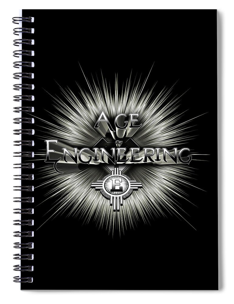 Engineer Spiral Notebook featuring the digital art Age Of Engineering ISOTXT by Rolando Burbon