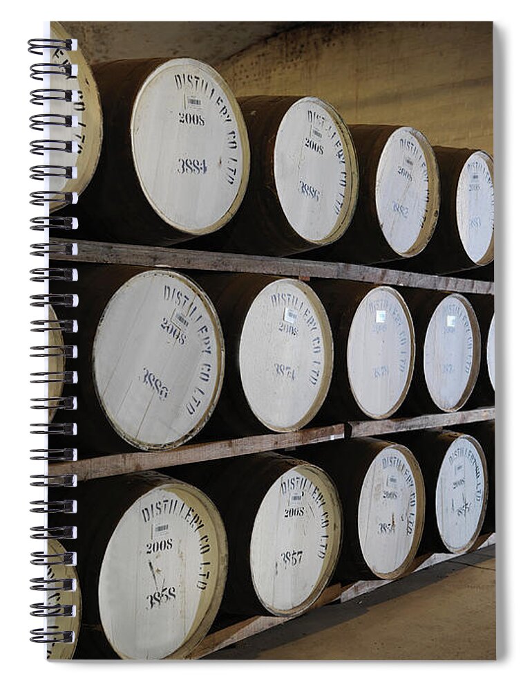 Aging Process Spiral Notebook featuring the photograph Ageing Whisky Barrels In Distillery by Monty Rakusen
