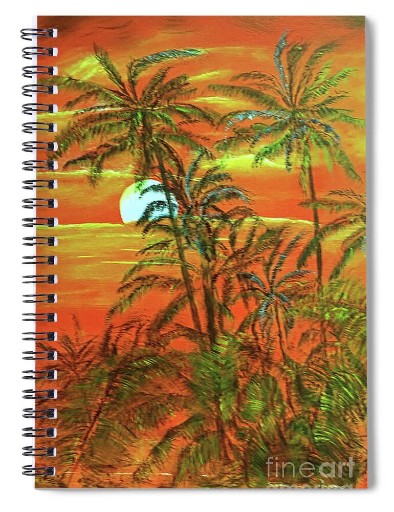 Mahina Spiral Notebook featuring the painting Ahi'ahi Hoku by Michael Silbaugh