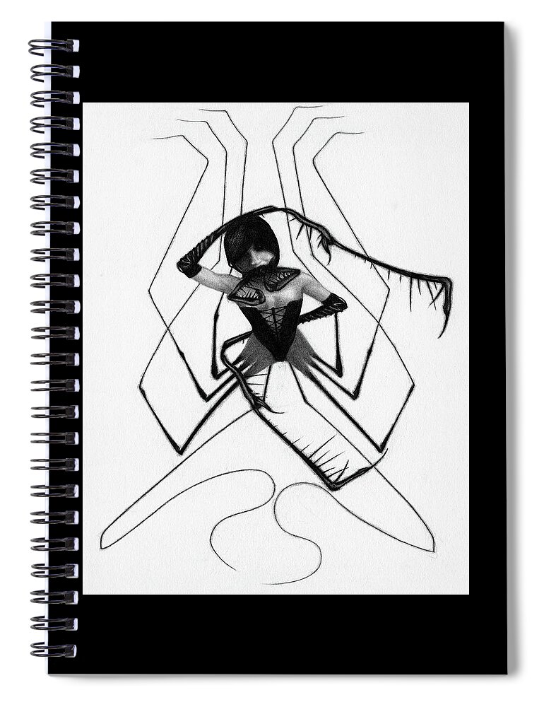 Horror Spiral Notebook featuring the drawing Aiko The Mistress Noir - Artwork by Ryan Nieves