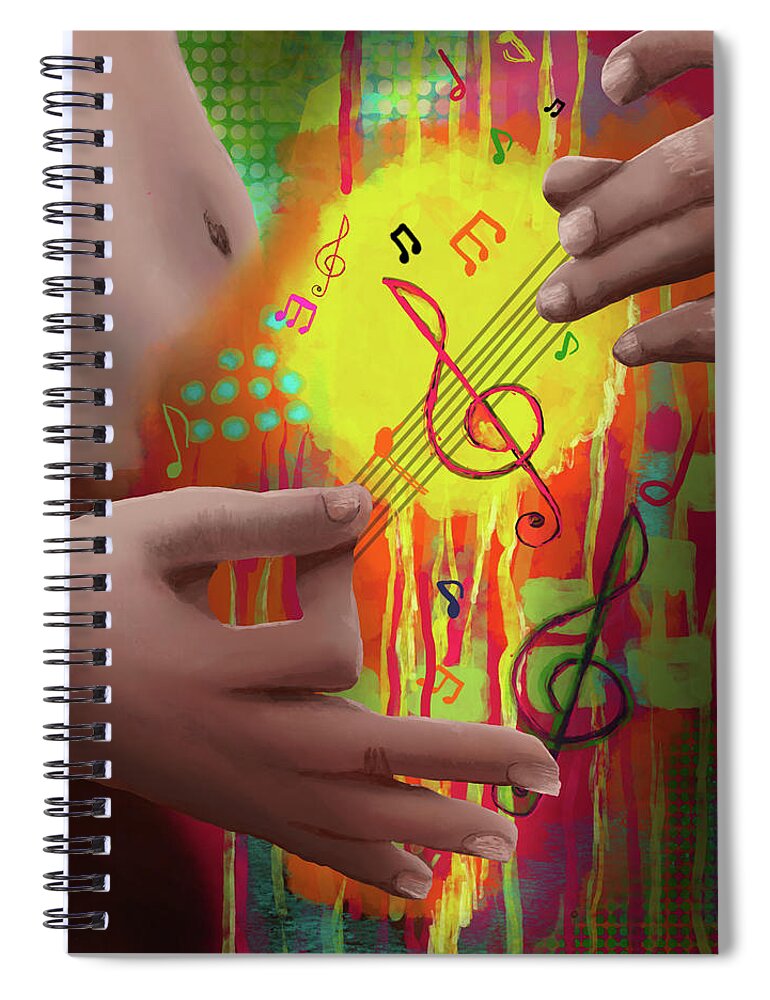 Yellow Spiral Notebook featuring the digital art Air Guitar by April Burton