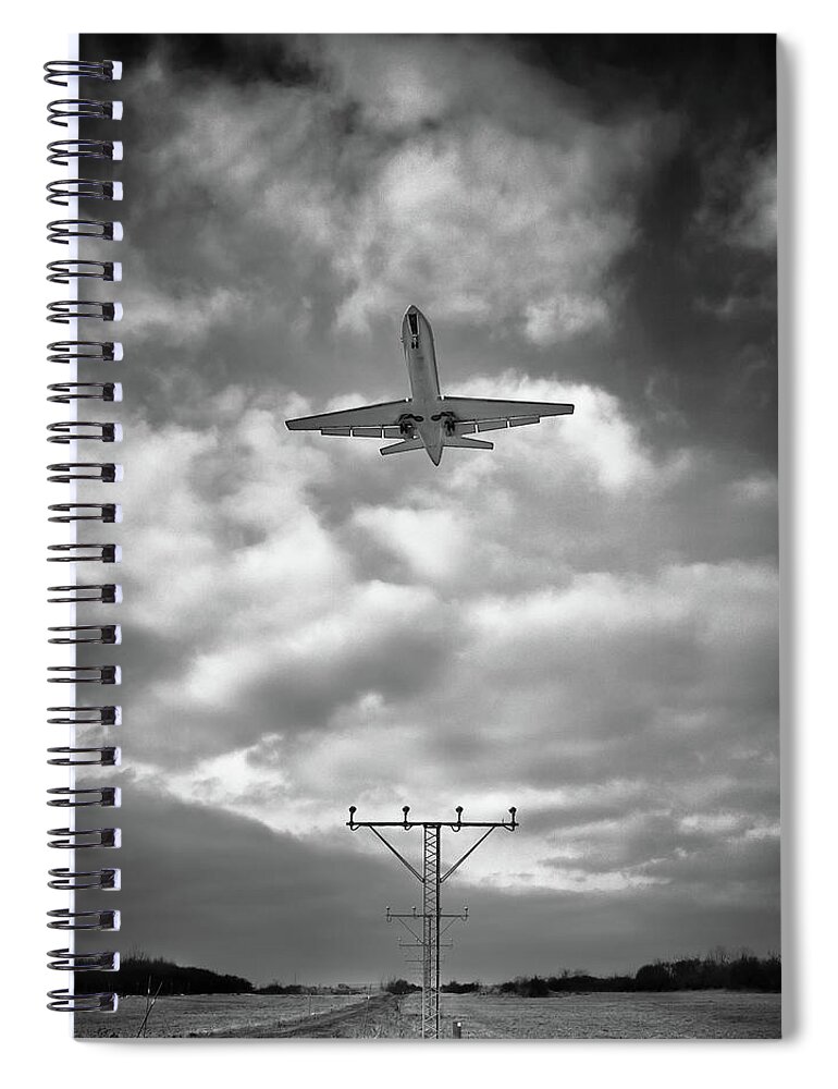 Pole Spiral Notebook featuring the photograph Airplane In Sky by Peter Levi