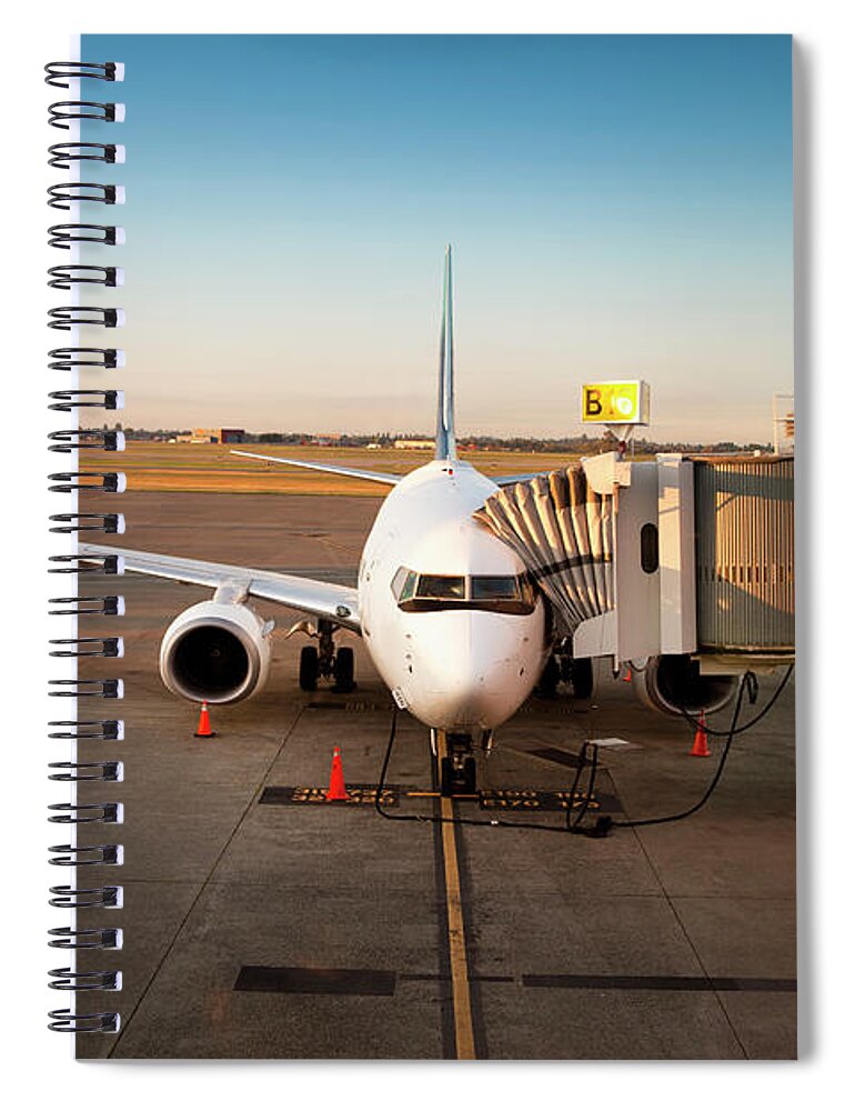 Engine Spiral Notebook featuring the photograph Airplane Sits On The Private Runway by Pgiam