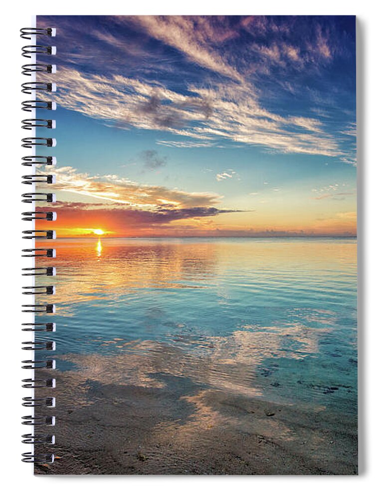 Aitutaki Spiral Notebook featuring the photograph Aitutaki Sundown by Becqi Sherman