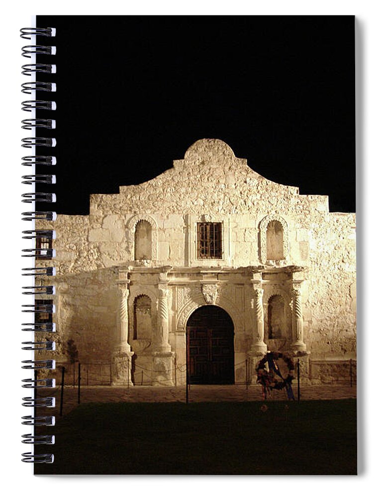 Monument Spiral Notebook featuring the photograph Alamo In San Antonio Texas At Nite by Dwphoto