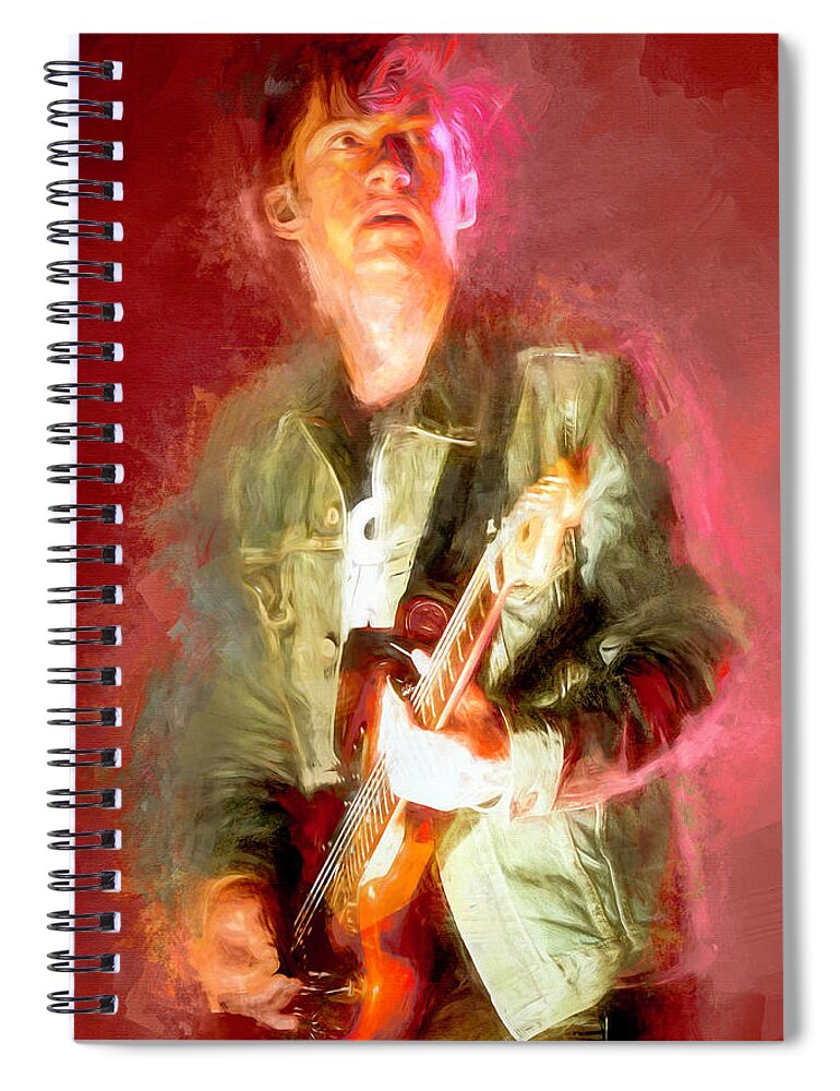 Alex Turner Spiral Notebook featuring the mixed media Alex Turner, Arctic Monkeys by Mal Bray