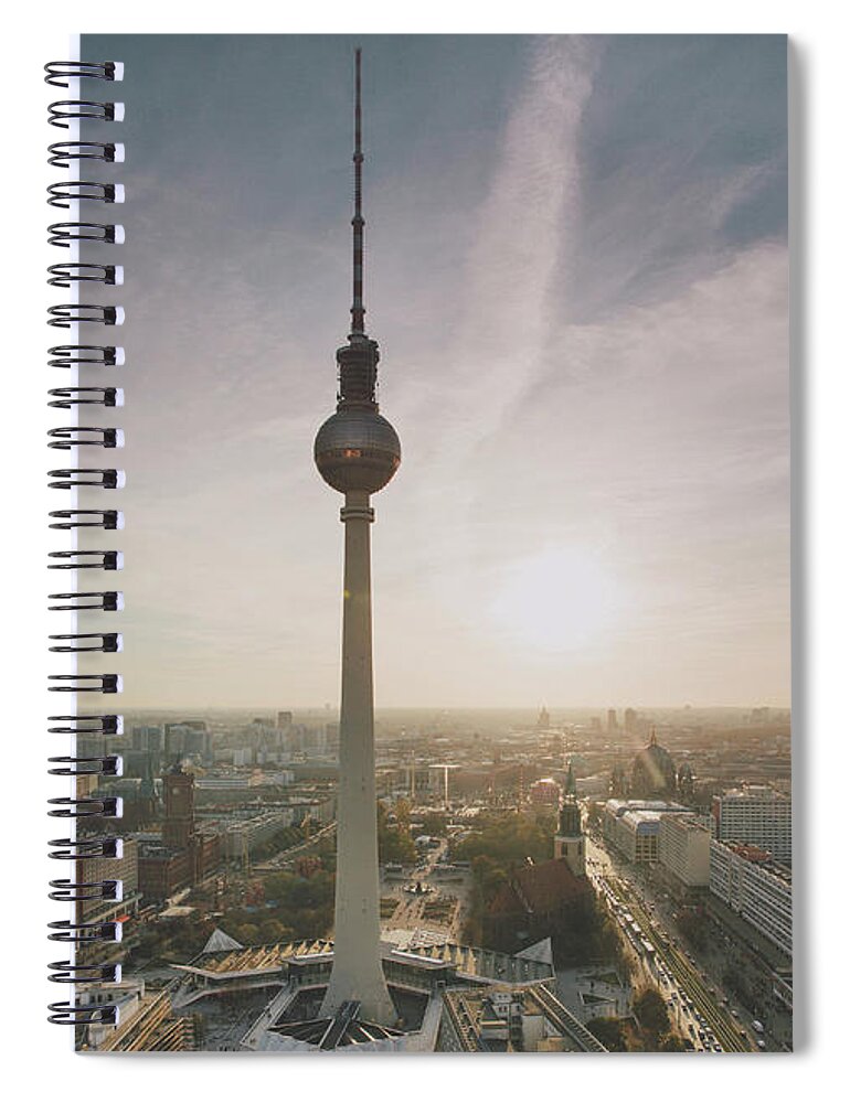 Alexanderplatz Spiral Notebook featuring the photograph Alexanderplatz, Berlin by Guido Mieth