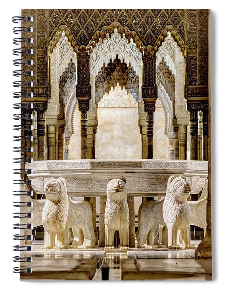 Alhambra Spiral Notebook featuring the photograph Alhambra Court of the Lions 03 by Weston Westmoreland