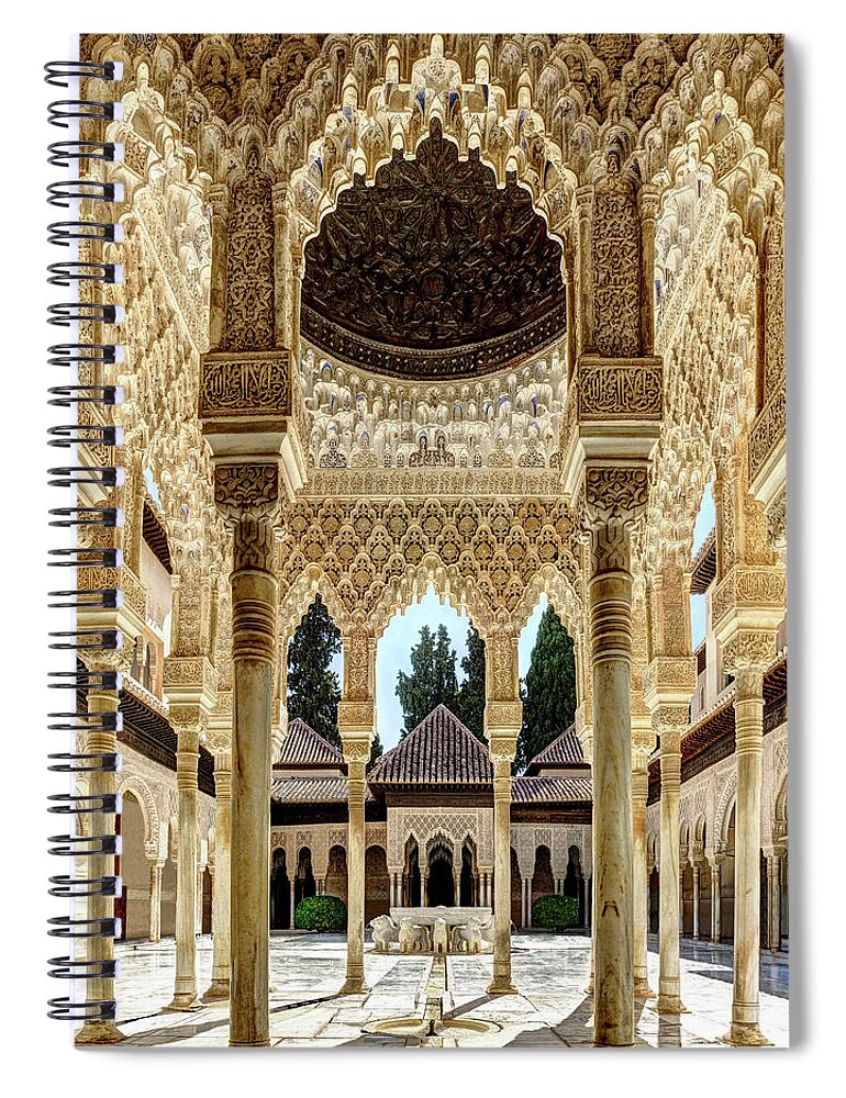 Alhambra Spiral Notebook featuring the photograph Alhambra Court of the Lions 06 by Weston Westmoreland