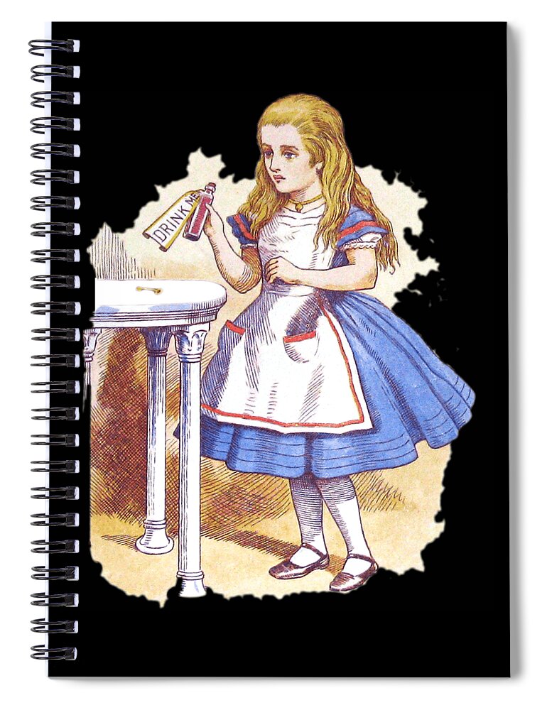 Funny Spiral Notebook featuring the digital art Alice In Wonderland Retro by Flippin Sweet Gear