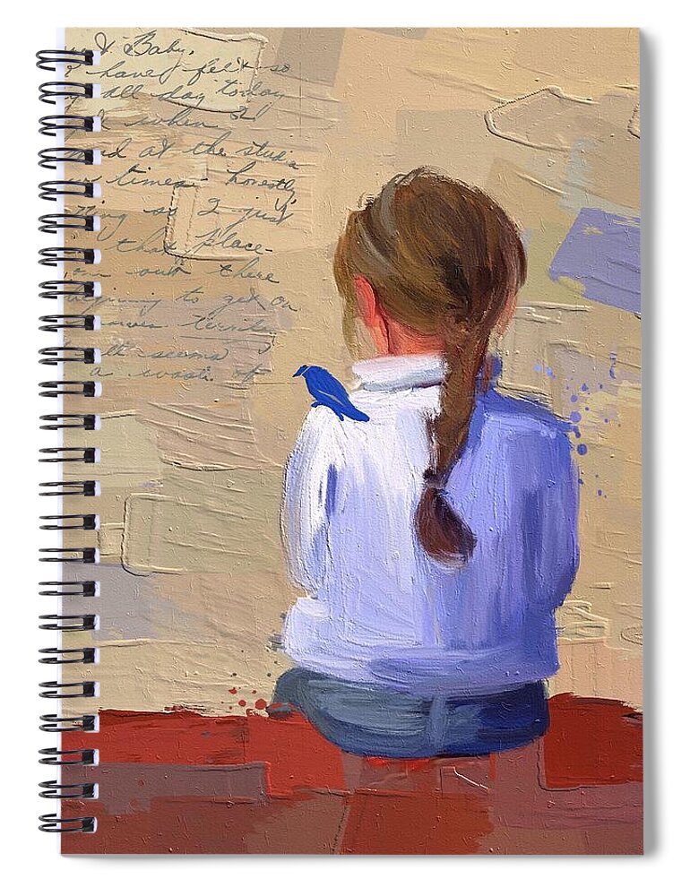 Little Girl Spiral Notebook featuring the digital art Alone by Tanya Gordeeva