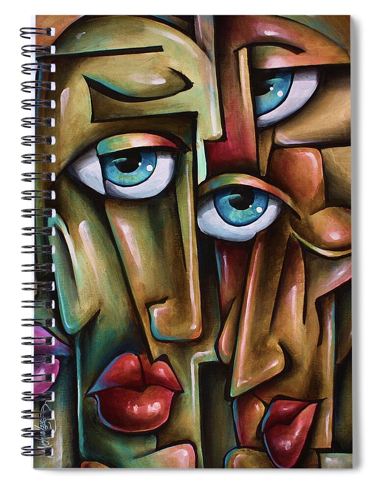 Portrait Spiral Notebook featuring the painting All in One by Michael Lang