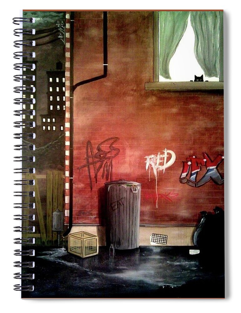 Cat Spiral Notebook featuring the painting Alley Cat by John Lyes